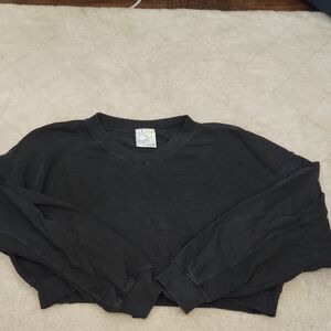 Offline by Aerie Throwback V Neck Cropped Crew Neck Sweatshirt